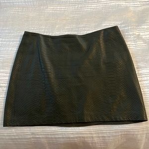 Alice and Olivia green crocodile mini skirt.